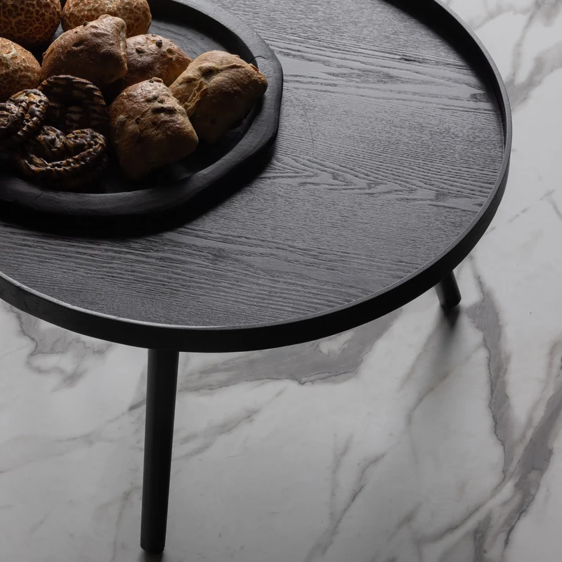 Mesa bijzettafel L hout zwart 34xØ60
