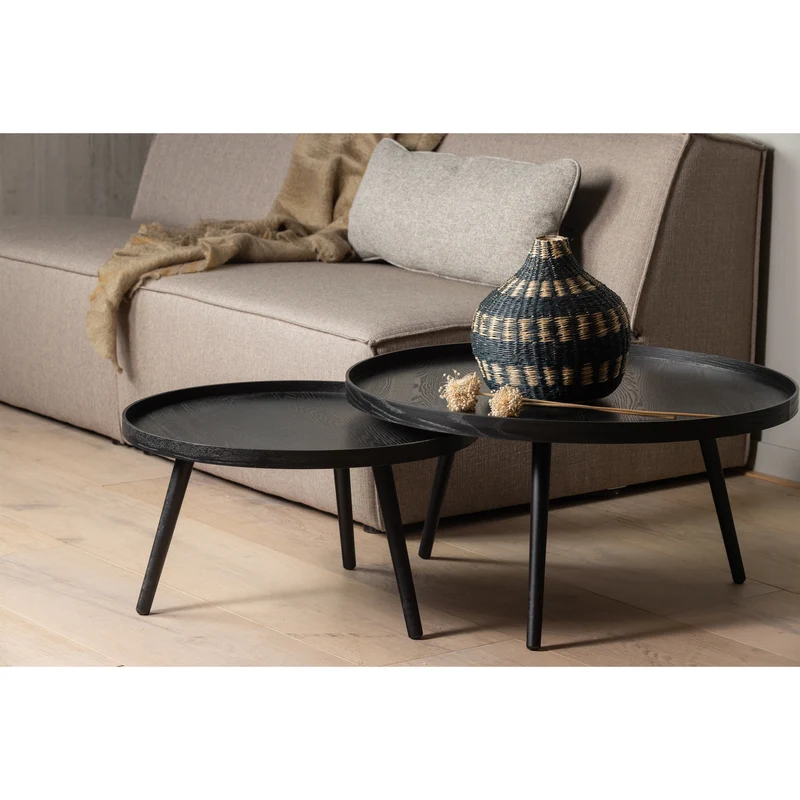 Mesa bijzettafel L hout zwart 34xØ60