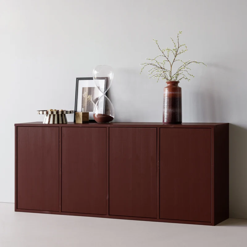 Merel dressoir grenen bordeauxrood
