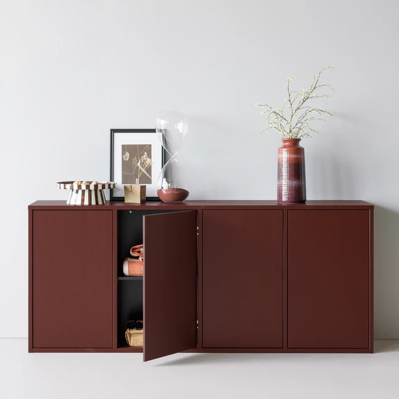 Merel dressoir grenen bordeauxrood