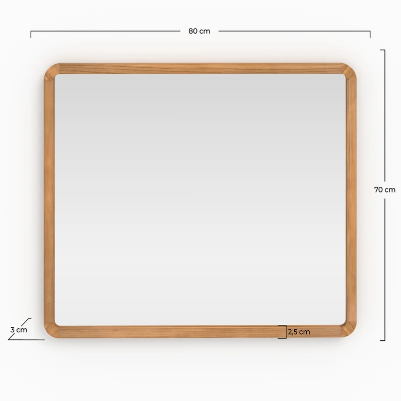 Miroir mural de salle de bain Vea en bois de teck