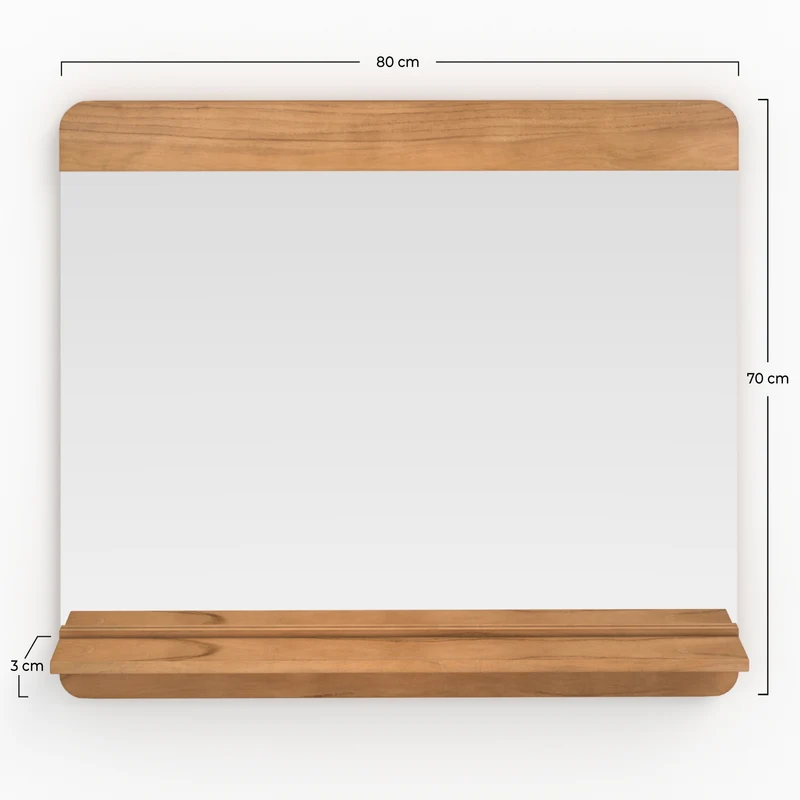 Miroir mural de salle de bain Nymphea rectangulaire avec étagère