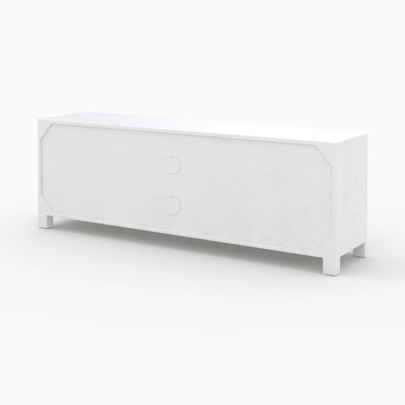 Meuble TV Fira en plâtre blanc cassé et bois d'acacia