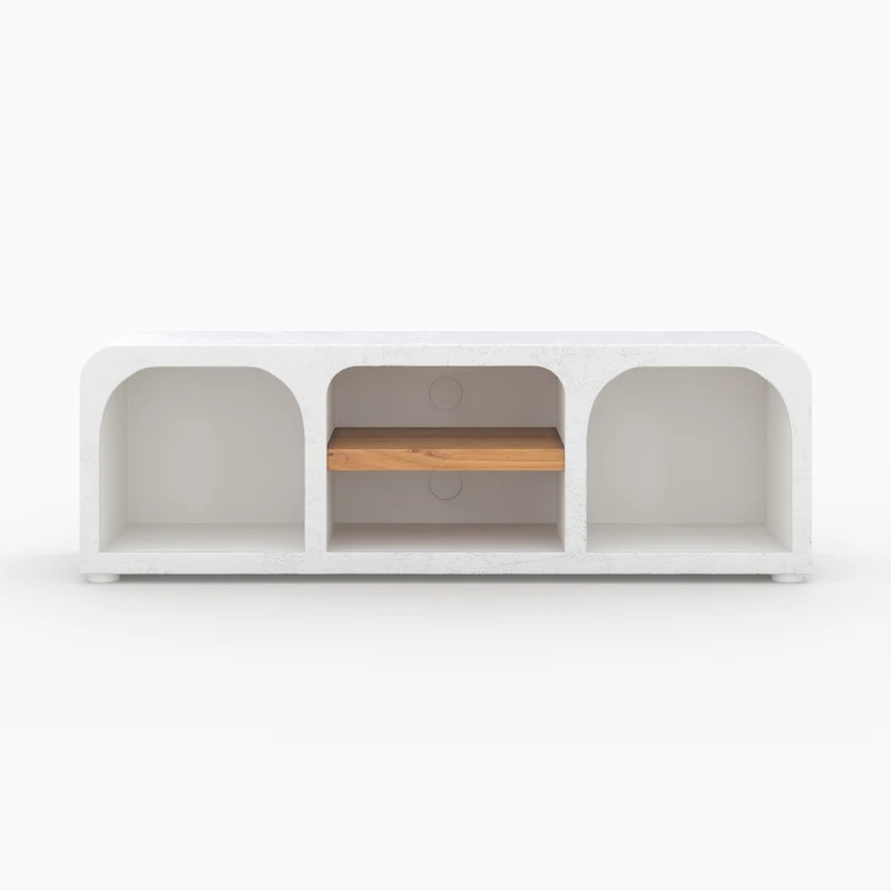 Meuble TV Fira en plâtre blanc cassé 140 cm