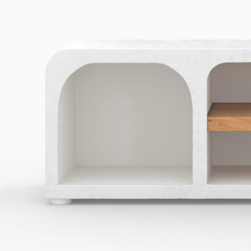 Meuble TV Fira en plâtre blanc cassé 140 cm