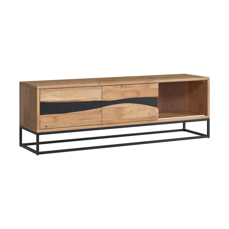 Meuble TV Alabama en bois d'acacia massif et métal 140 cm