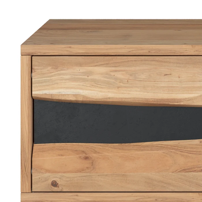 Meuble TV Alabama en bois d'acacia massif et métal 140 cm