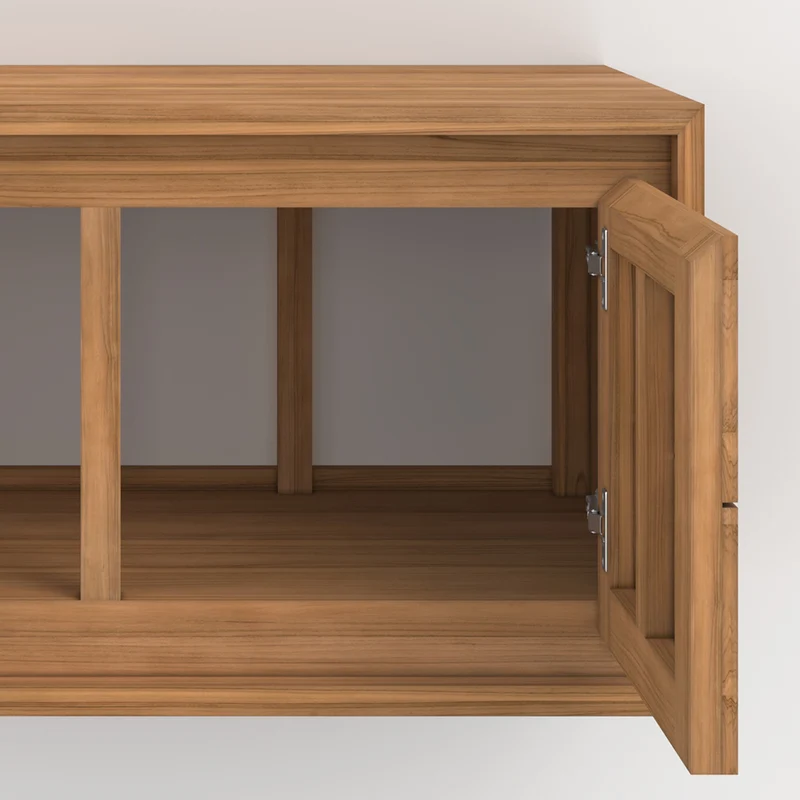 Meuble de salle de bain suspendu Hera en bois de teck 90 cm