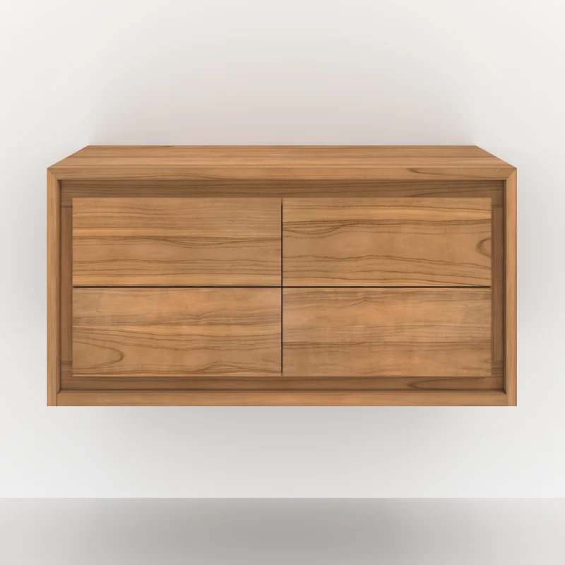 Meuble de salle de bain suspendu Hera en bois de teck 90 cm