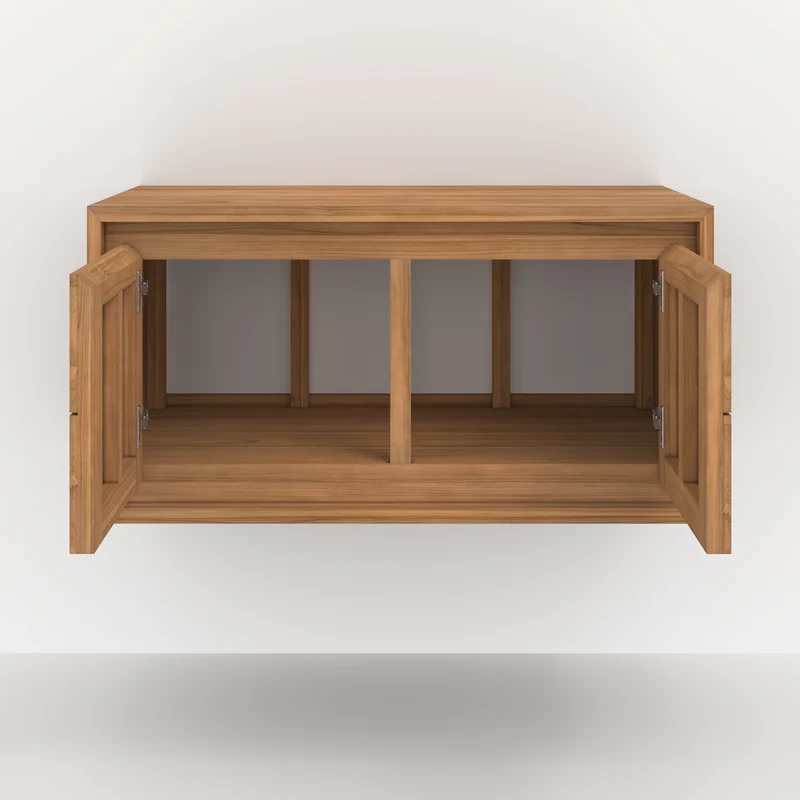 Meuble de salle de bain suspendu Hera en bois de teck 90 cm