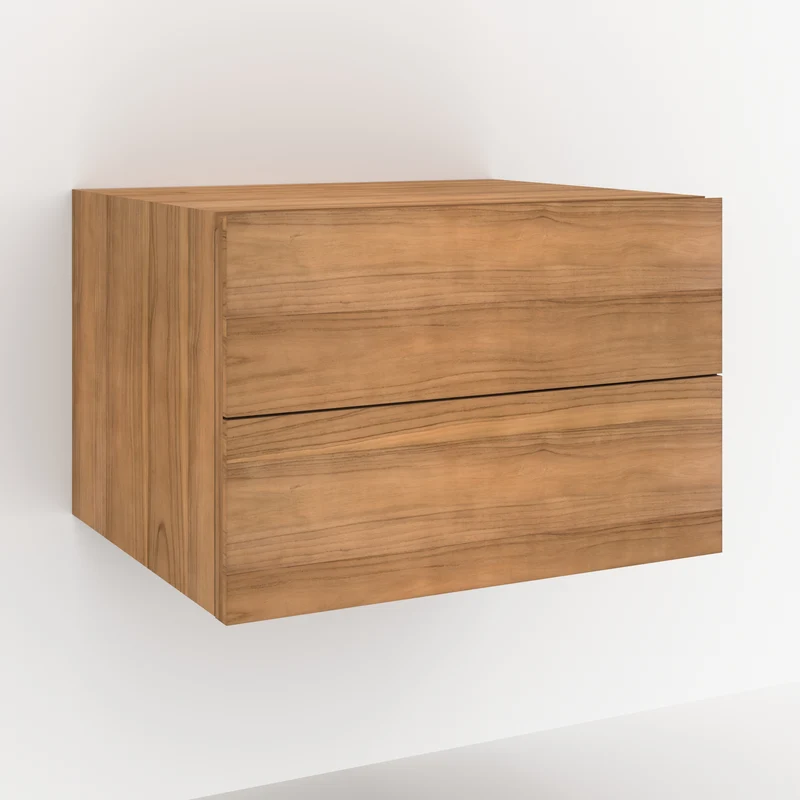 Meuble de salle de bain suspendu Hera en bois de teck 60 cm