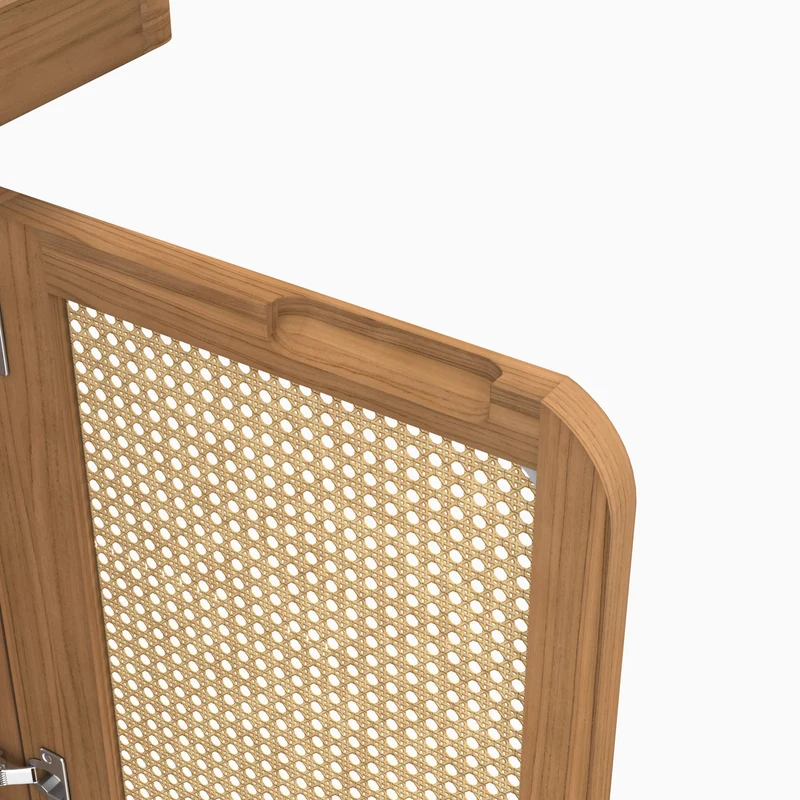 Meuble de salle de bain suspendu Dami en bois de teck et cannage 57 cm
