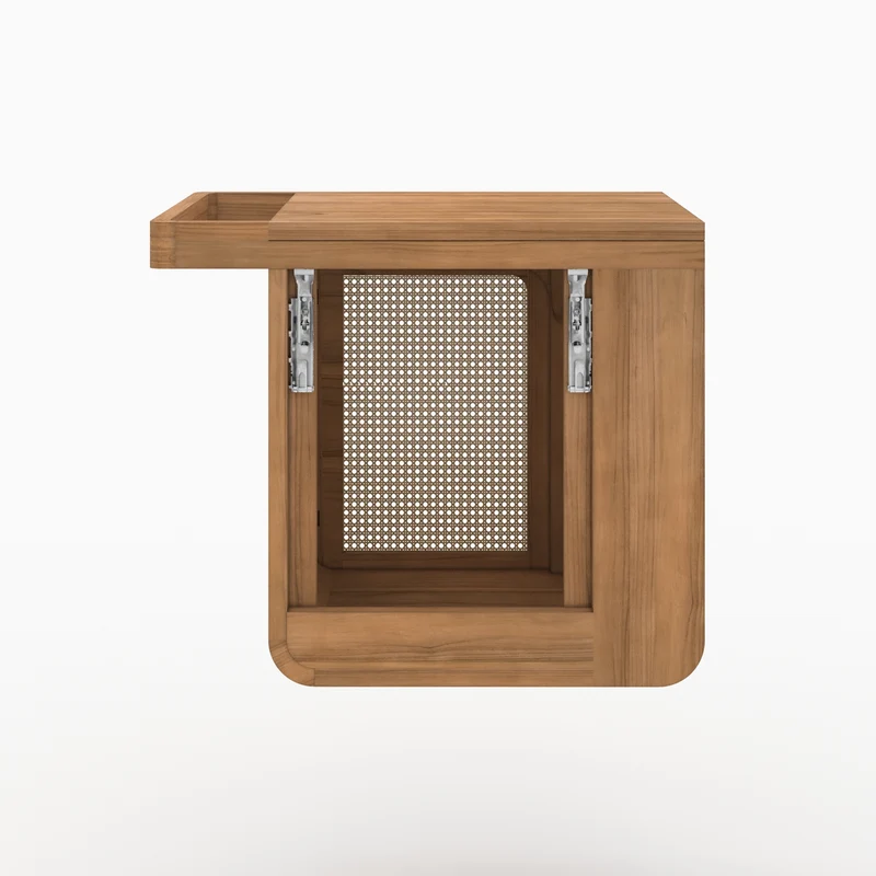 Meuble de salle de bain suspendu Dami en bois de teck et cannage 57 cm