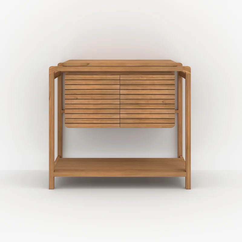 Meuble de salle de bain Lucette en bois de teck 90 cm