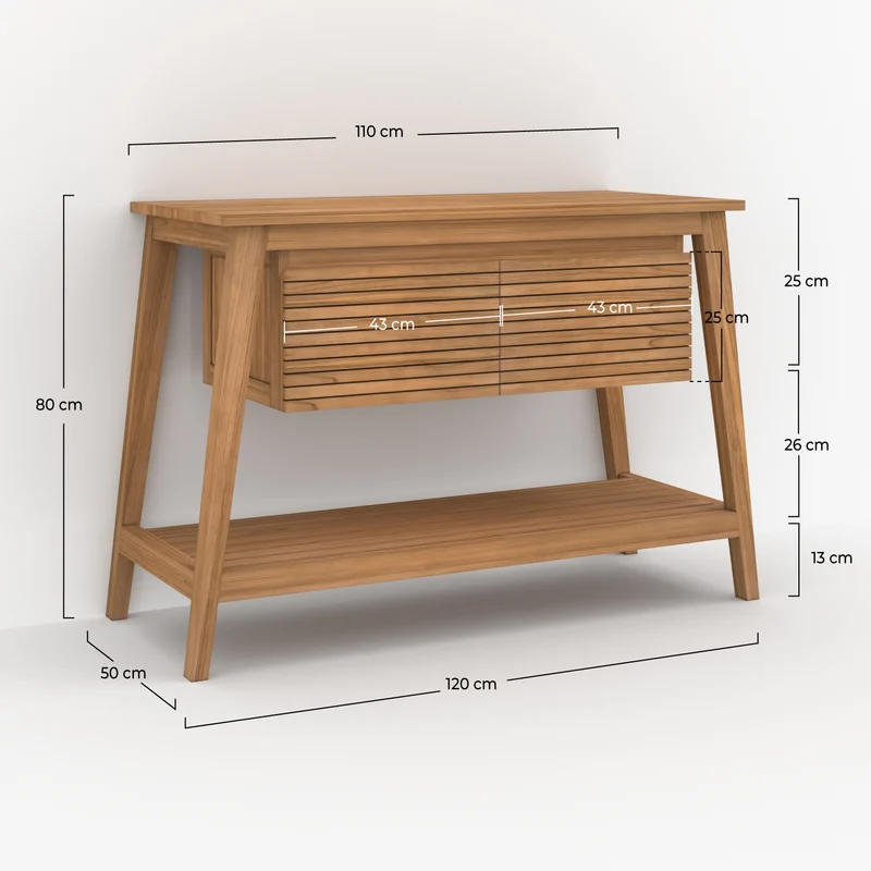 Meuble de salle de bain César en bois de teck 120 cm
