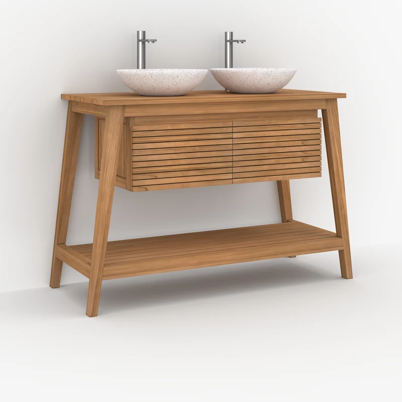 Meuble de salle de bain César en bois de teck 120 cm