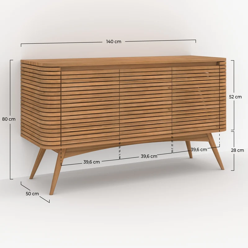 Meuble de salle de bain Auguste en bois de teck 140 cm