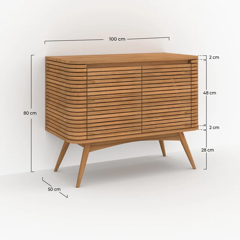 Meuble de salle de bain Auguste en bois de teck 100 cm