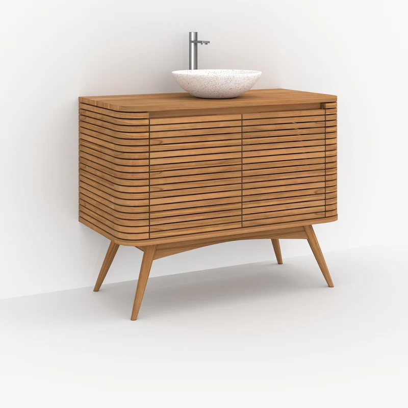 Meuble de salle de bain Auguste en bois de teck 100 cm