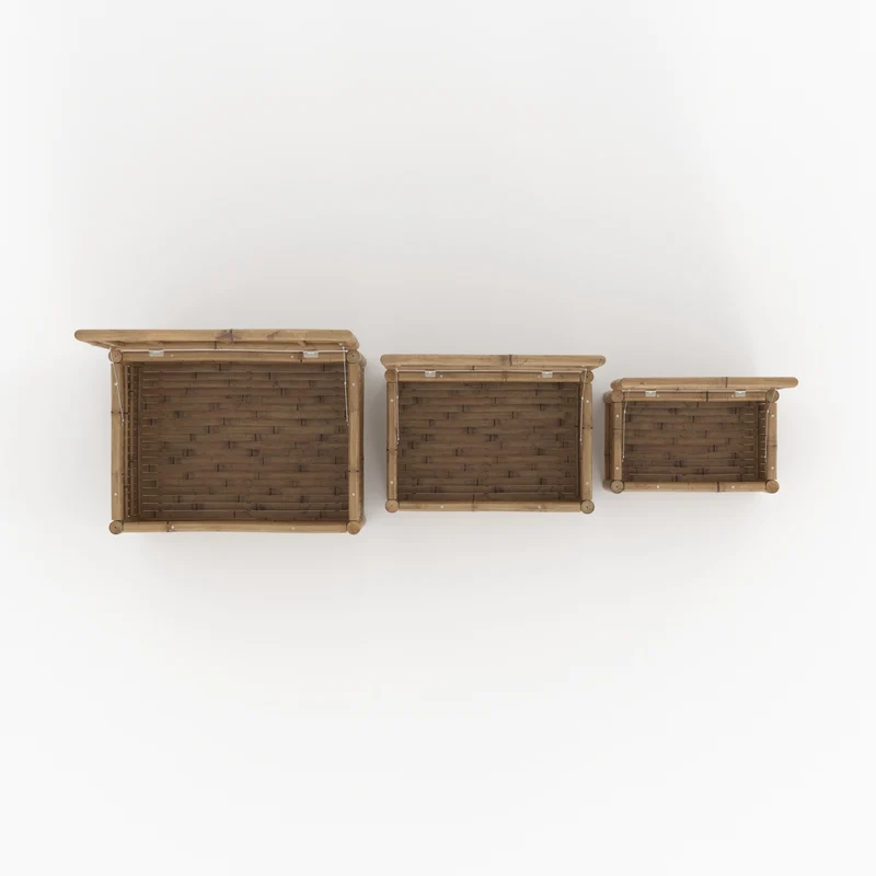 Lot de 3 coffres de jardin Vadella en bambou
