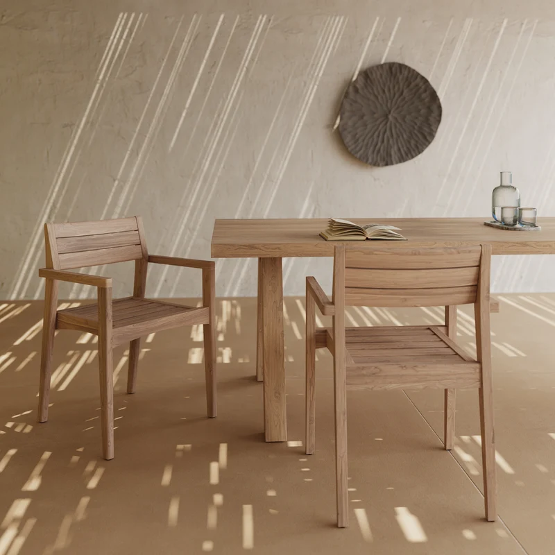Lot de 2 chaises de jardin Yogy en bois de teck recyclé