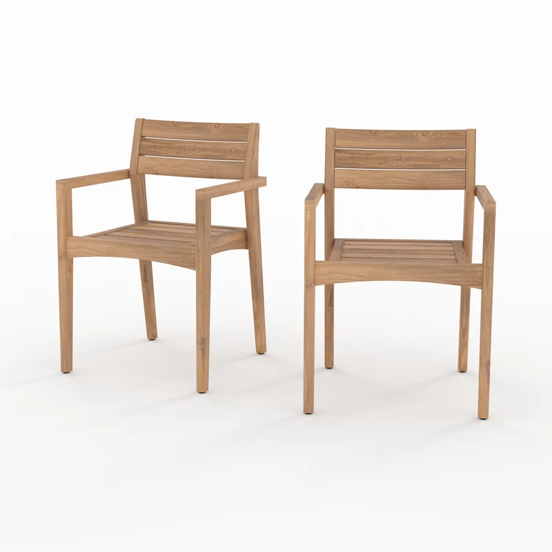 Lot de 2 chaises de jardin Yogy en bois de teck recyclé