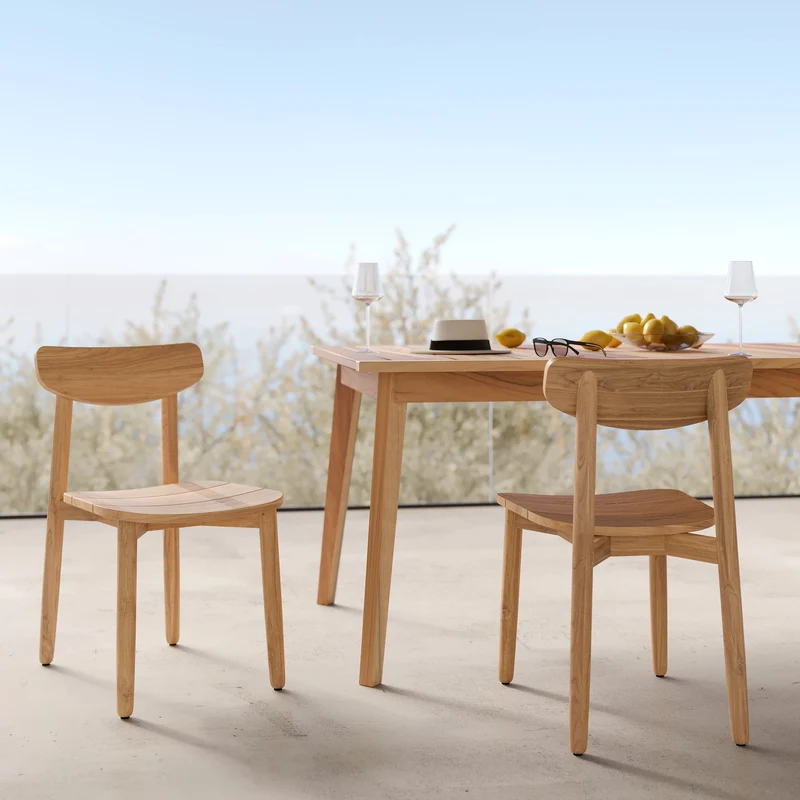 Lot de 2 chaises de jardin Lufy en bois de teck recyclé