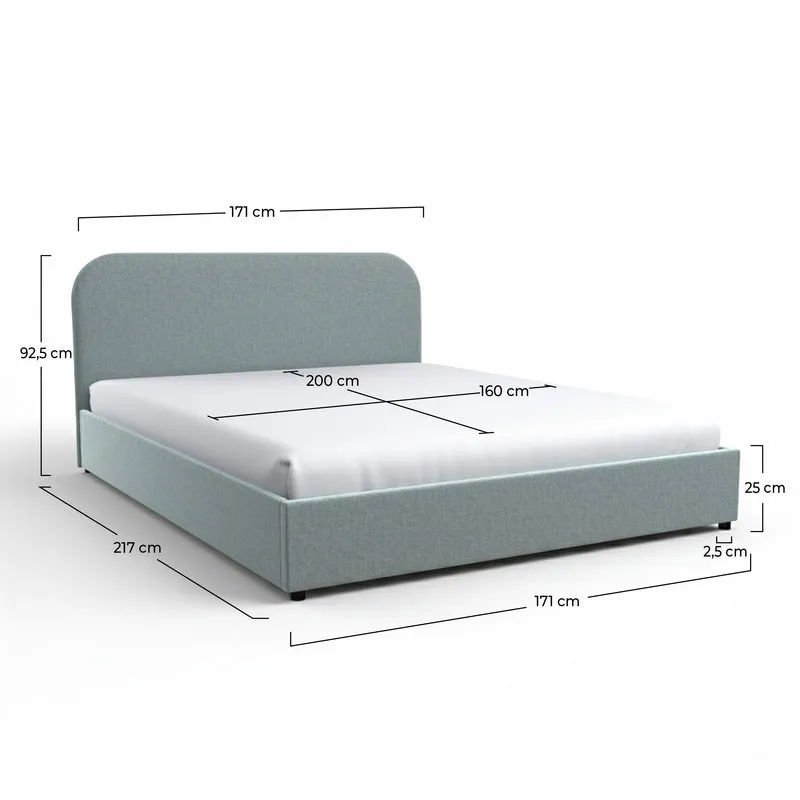 Lit double Tilly avec coffre 160x200 cm en tissu gris