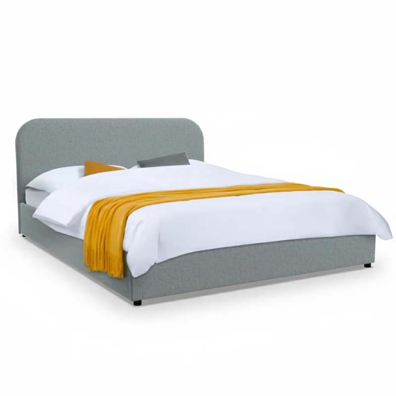 Lit double Tilly avec coffre 160x200 cm en tissu gris