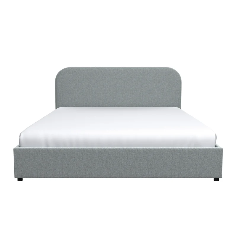 Lit double Tilly avec coffre 140x190 cm en tissu gris
