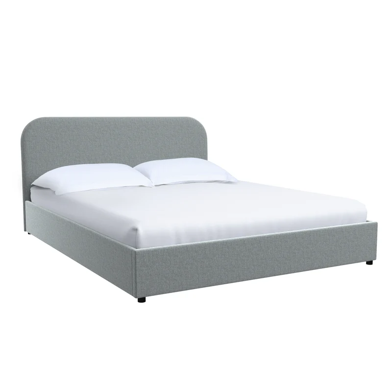 Lit double Tilly avec coffre 140x190 cm en tissu gris