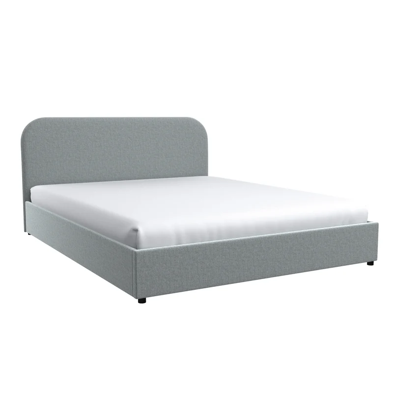 Lit double Tilly avec coffre 140x190 cm en tissu gris