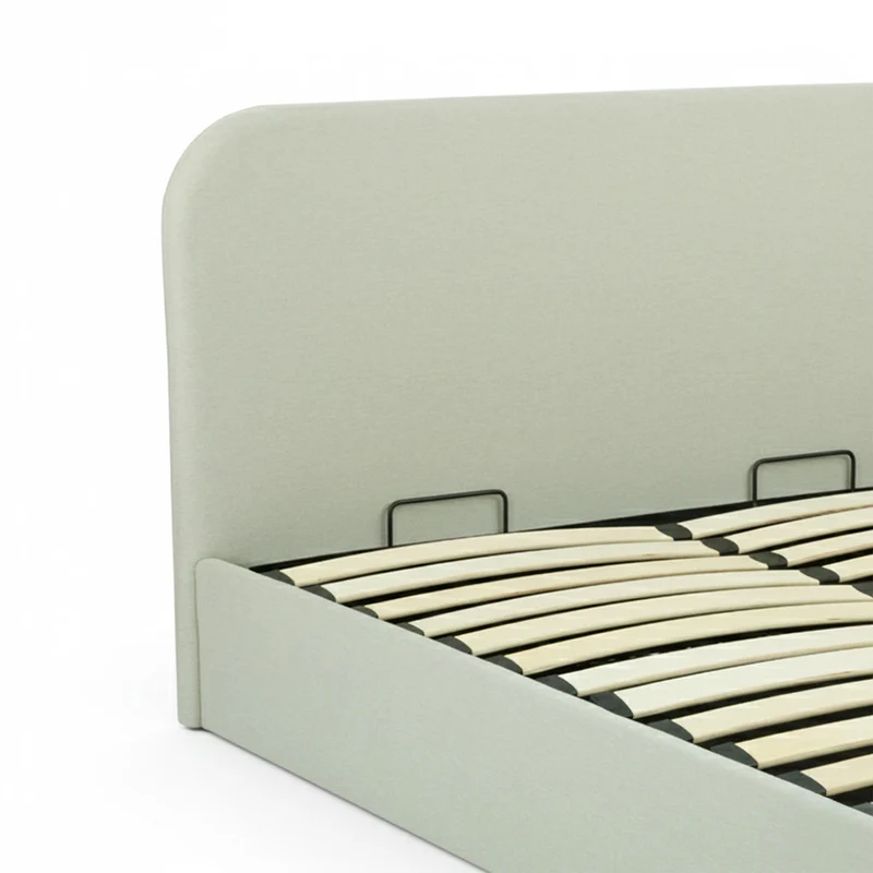 Lit double Tilly avec coffre 160x200 cm en tissu gris/beige