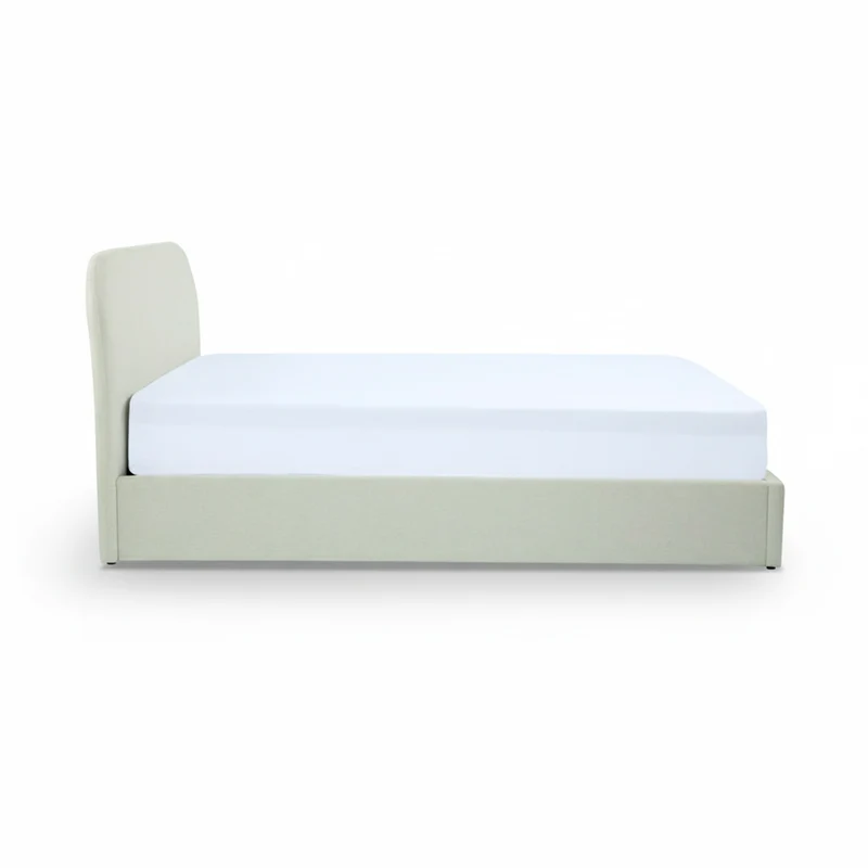 Lit double Tilly avec coffre 160x200 cm en tissu gris/beige