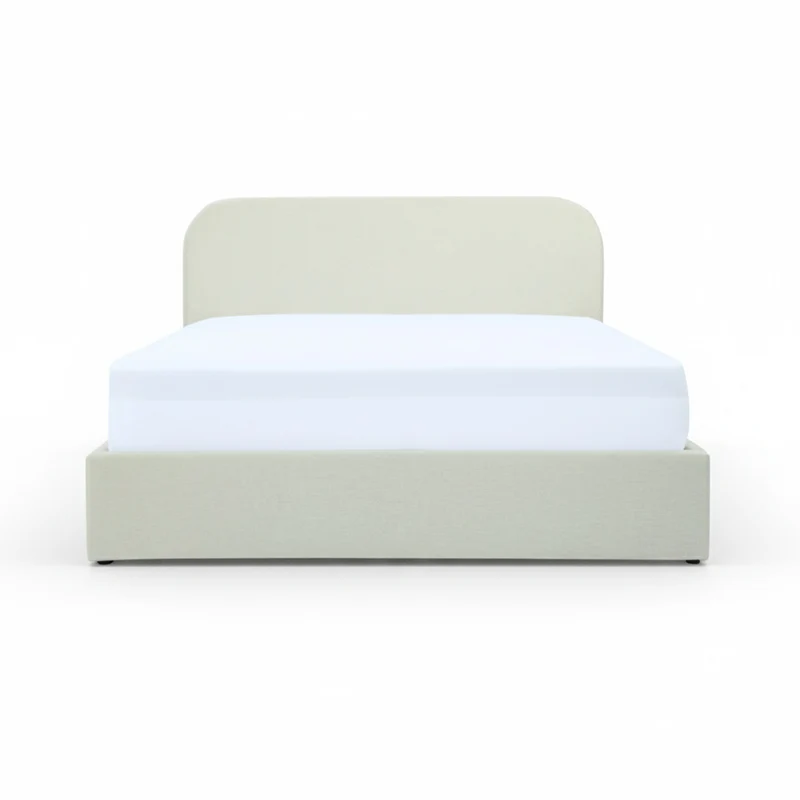Lit double Tilly avec coffre 160x200 cm en tissu gris/beige