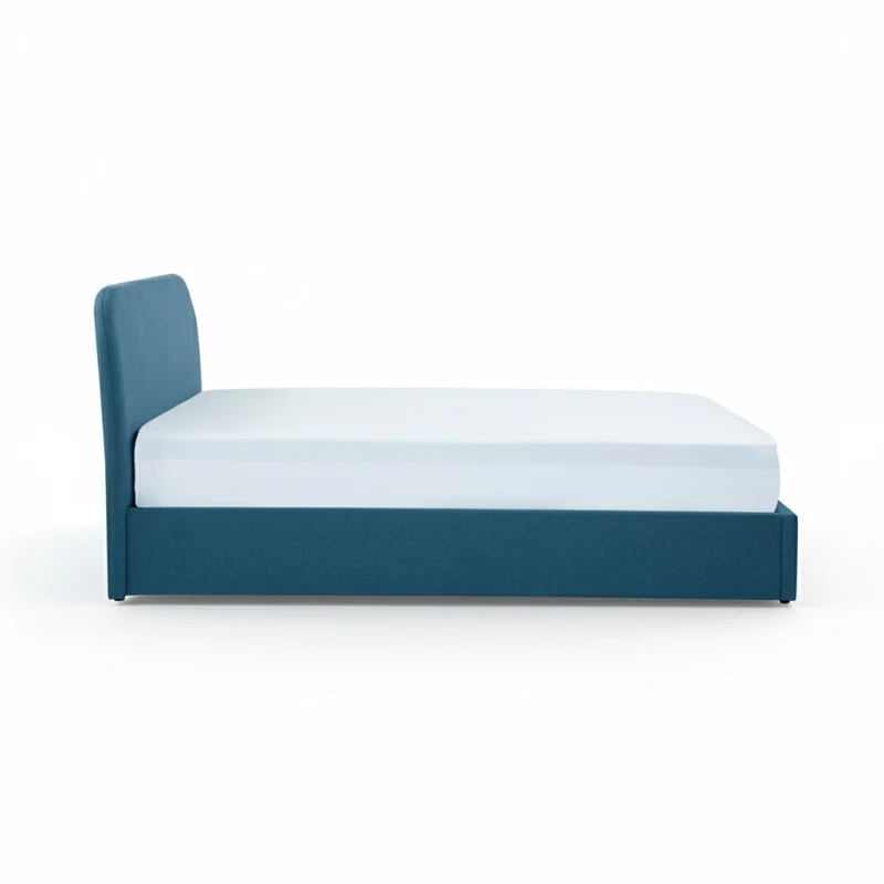Lit double Tilly avec coffre 160x200 cm en tissu bleu