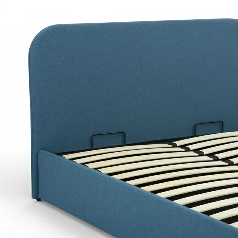 Lit double Tilly avec coffre 160x200 cm en tissu bleu