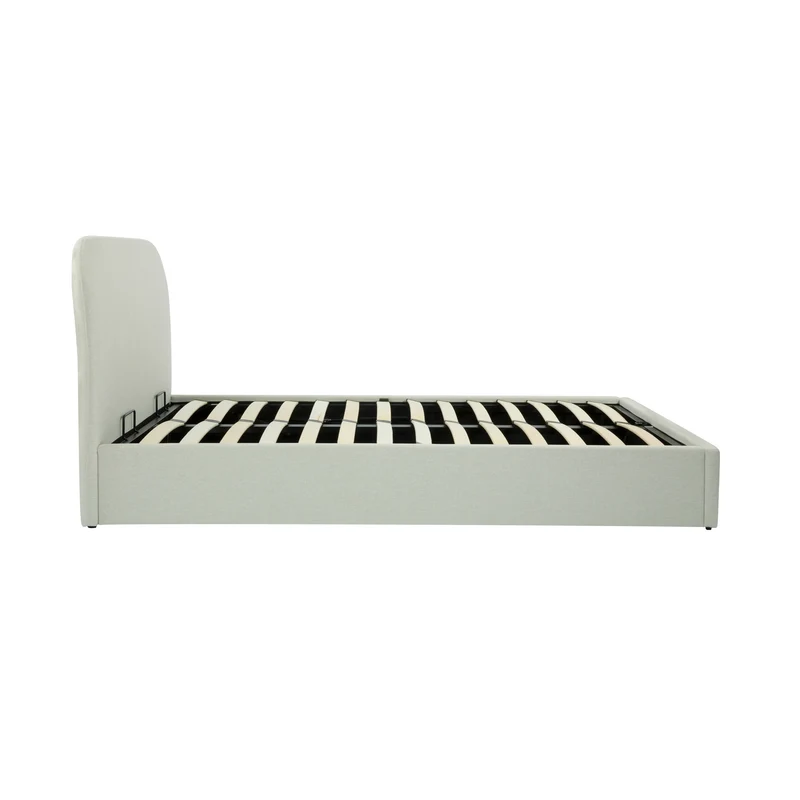 Lit double Tilly avec coffre 140x190 cm en tissu gris/beige