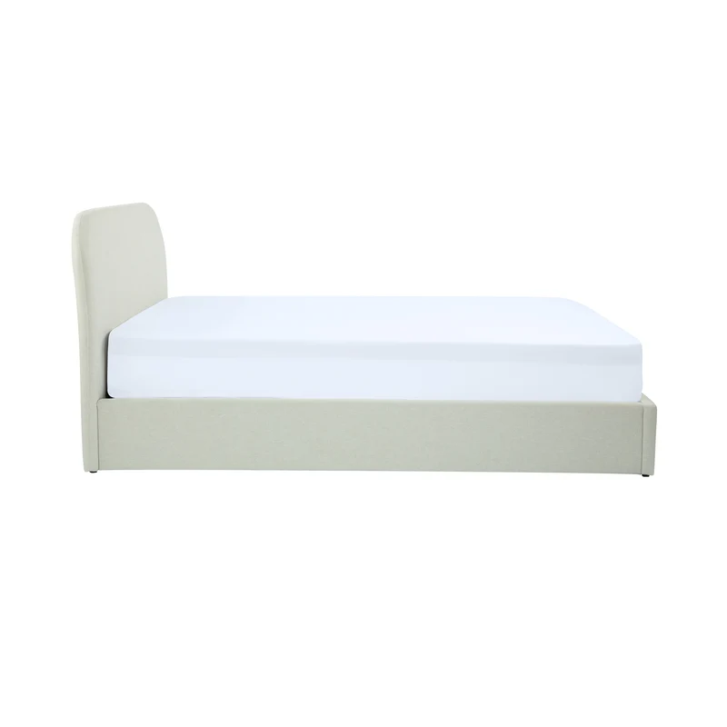 Lit double Tilly avec coffre 140x190 cm en tissu gris/beige
