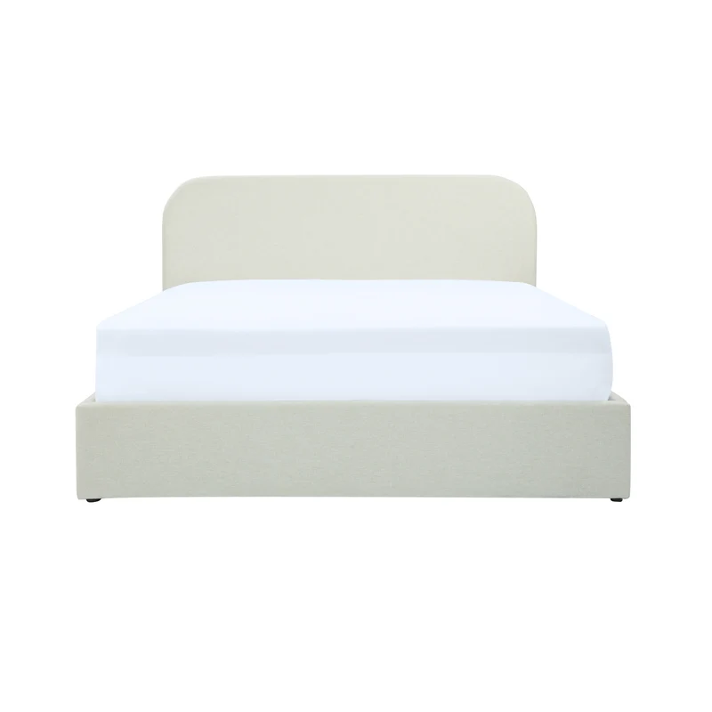 Lit double Tilly avec coffre 140x190 cm en tissu gris/beige