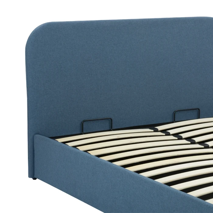 Lit double Tilly avec coffre 140x190 cm en tissu bleu