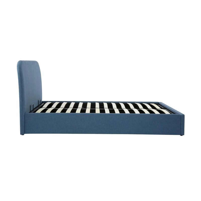 Lit double Tilly avec coffre 140x190 cm en tissu bleu