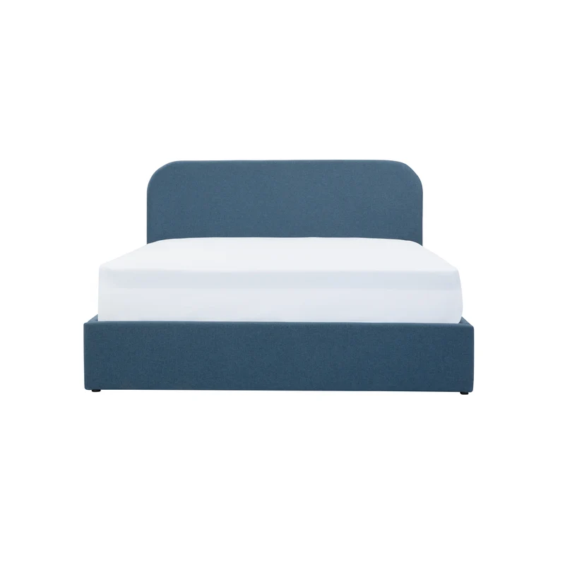 Lit double Tilly avec coffre 140x190 cm en tissu bleu