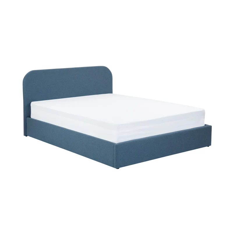 Lit double Tilly avec coffre 140x190 cm en tissu bleu