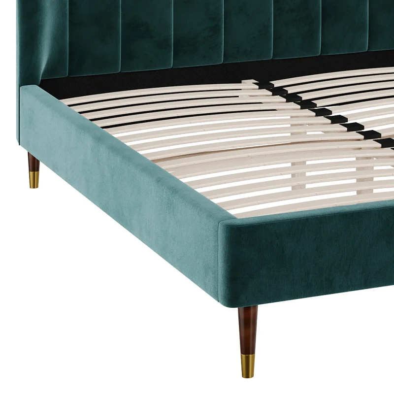 Lit double Gala 160x200 cm en velours vert