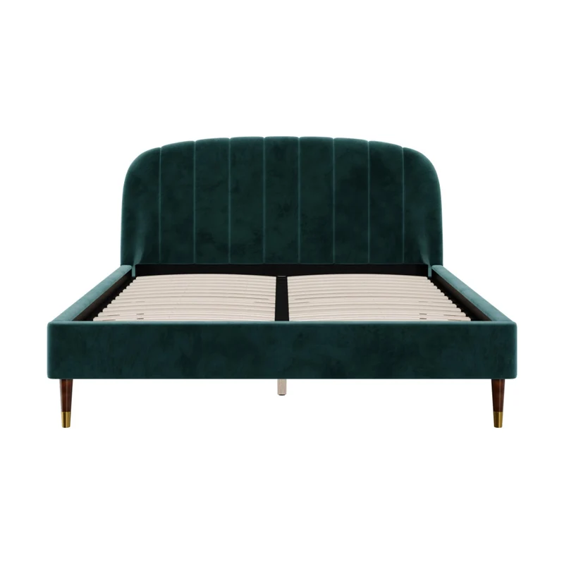 Lit double Gala 160x200 cm en velours vert