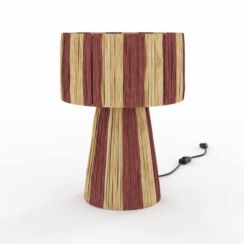 Lampe Soléa rayée terracotta en feuille de palmier