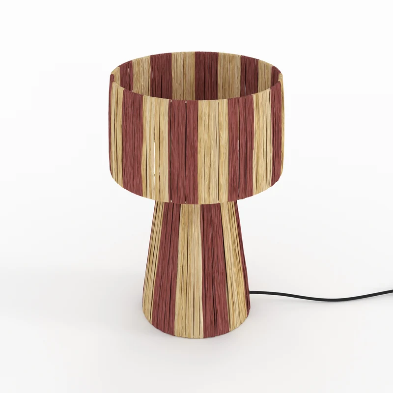 Lampe Soléa rayée terracotta en feuille de palmier