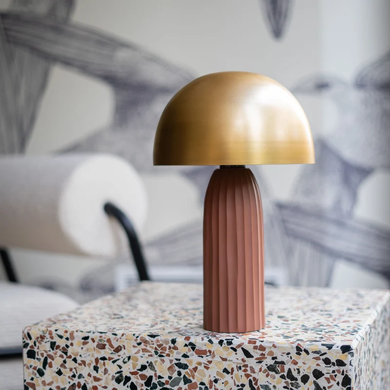 Lampe Joy en métal terracotta et doré