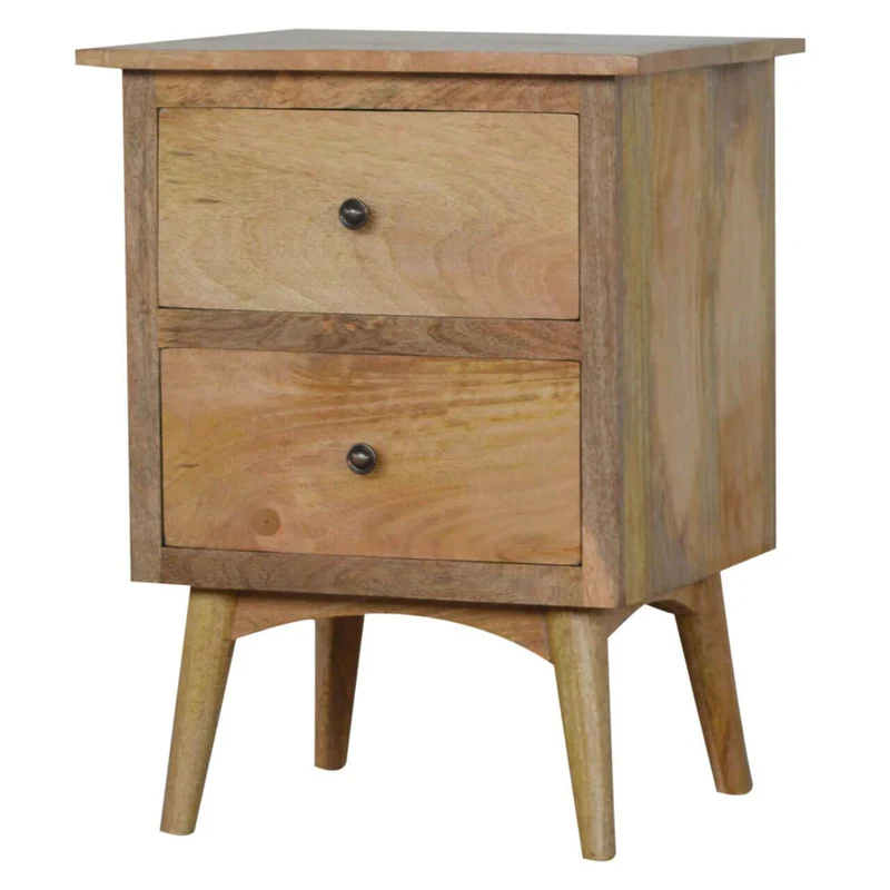 Table d'appoint de style nordique avec 2 tiroirs en bois massif